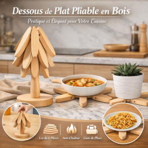 Dessous de Plat Pliable en Bois - Arbre Design - Lot de 6
