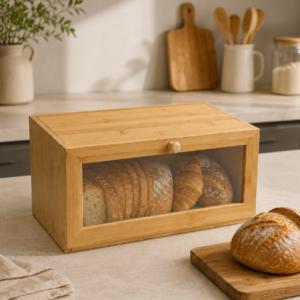 Boite a Pain en Bambou avec Facade Transparente 40x20x18 cm